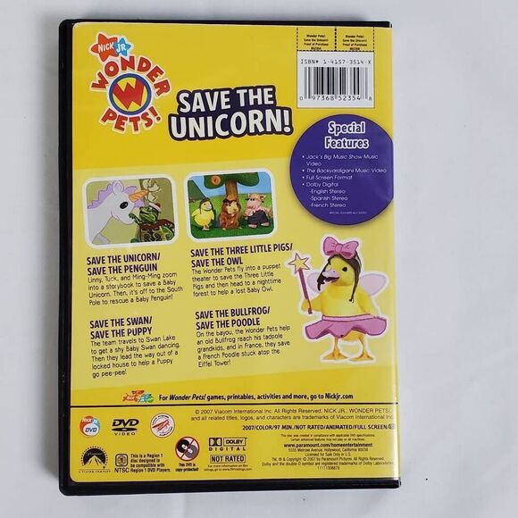 Wonder Pets: Save the Unicorn! (DVD, 2007) Nick Jr. Full Screen – Rare Episodes - Picture 3 of 3